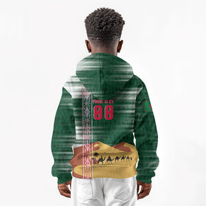 Personalized Algeria Champions Football 2026 Kid Hoodie Fennec Fox Victory Mascot - Traditional Berber Pattern