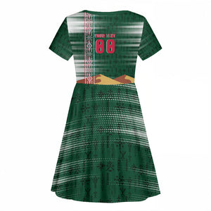Personalized Algeria Champions Football 2026 Kid Short Sleeve Dress Fennec Fox Victory Mascot - Traditional Berber Pattern