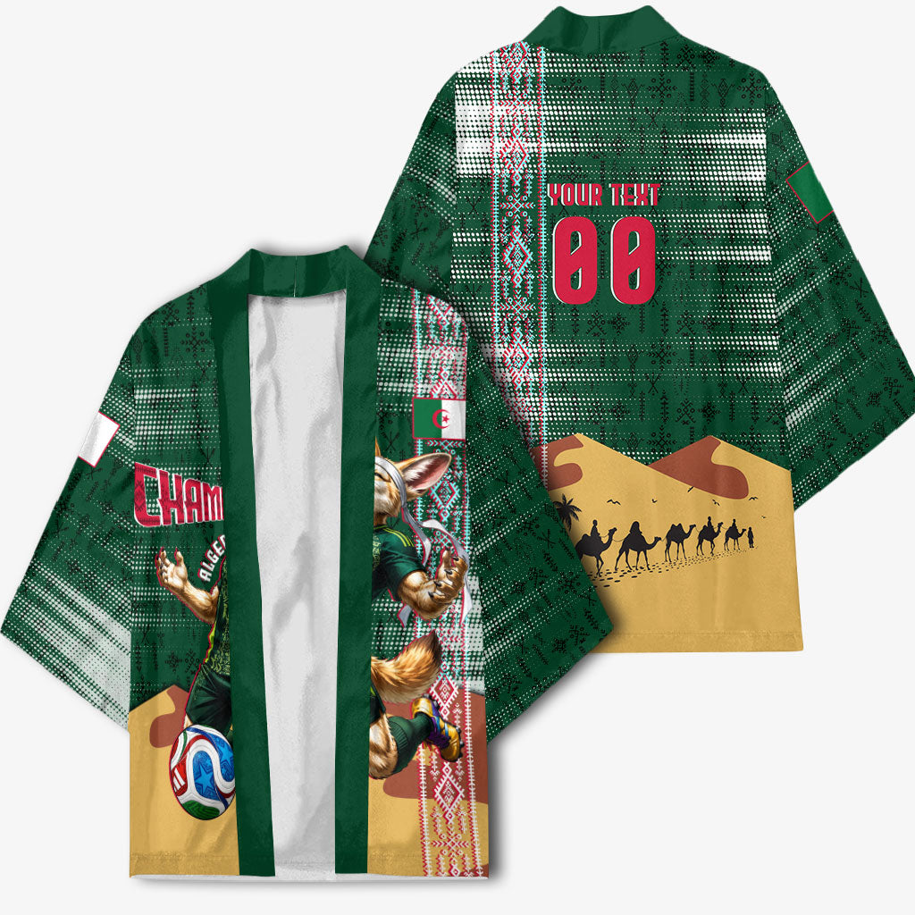 Personalized Algeria Champions Football 2026 Kimono Fennec Fox Victory Mascot - Traditional Berber Pattern