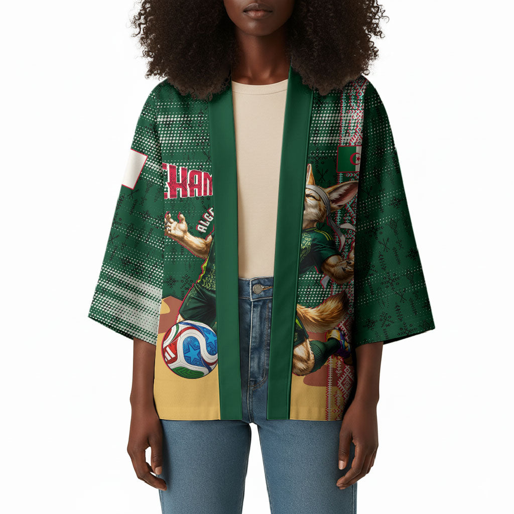 Personalized Algeria Champions Football 2026 Kimono Fennec Fox Victory Mascot - Traditional Berber Pattern