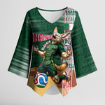 Personalized Algeria Champions Football 2026 Kimono Sleeve Blouse Fennec Fox Victory Mascot - Traditional Berber Pattern