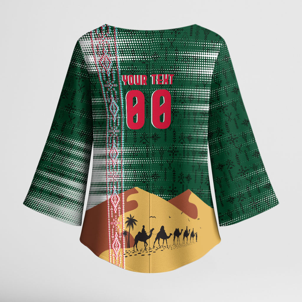 Personalized Algeria Champions Football 2026 Kimono Sleeve Blouse Fennec Fox Victory Mascot - Traditional Berber Pattern