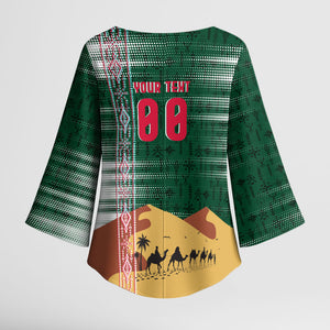 Personalized Algeria Champions Football 2026 Kimono Sleeve Blouse Fennec Fox Victory Mascot - Traditional Berber Pattern