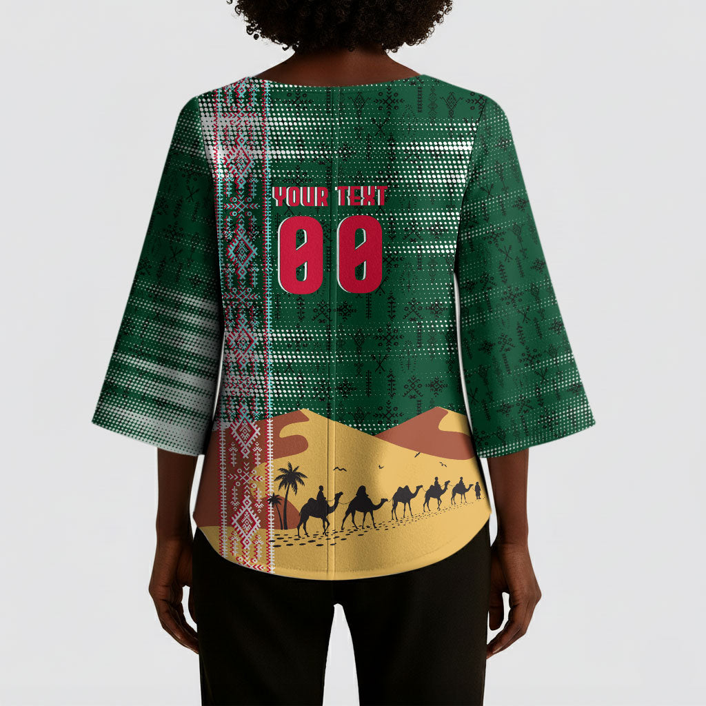 Personalized Algeria Champions Football 2026 Kimono Sleeve Blouse Fennec Fox Victory Mascot - Traditional Berber Pattern