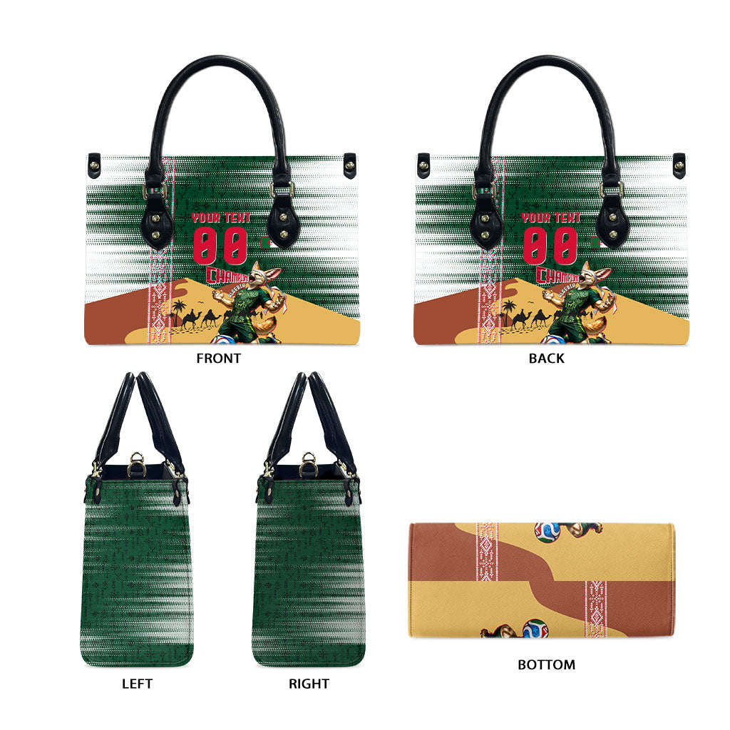 Personalized Algeria Champions Football 2026 Leather Bag Fennec Fox Victory Mascot - Traditional Berber Pattern