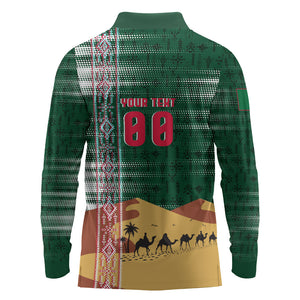Personalized Algeria Champions Football 2026 Long Sleeve Polo Shirt Fennec Fox Victory Mascot - Traditional Berber Pattern