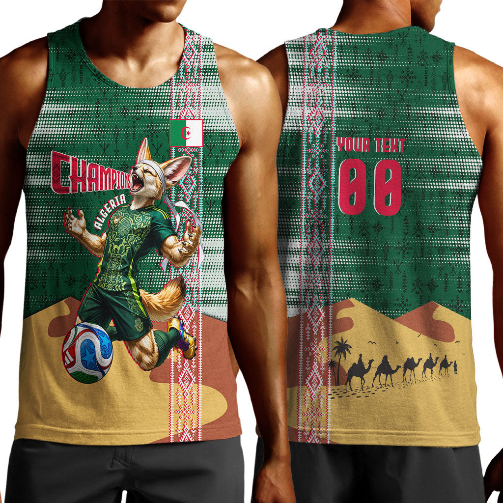 Personalized Algeria Champions Football 2026 Men Tank Top Fennec Fox Victory Mascot - Traditional Berber Pattern