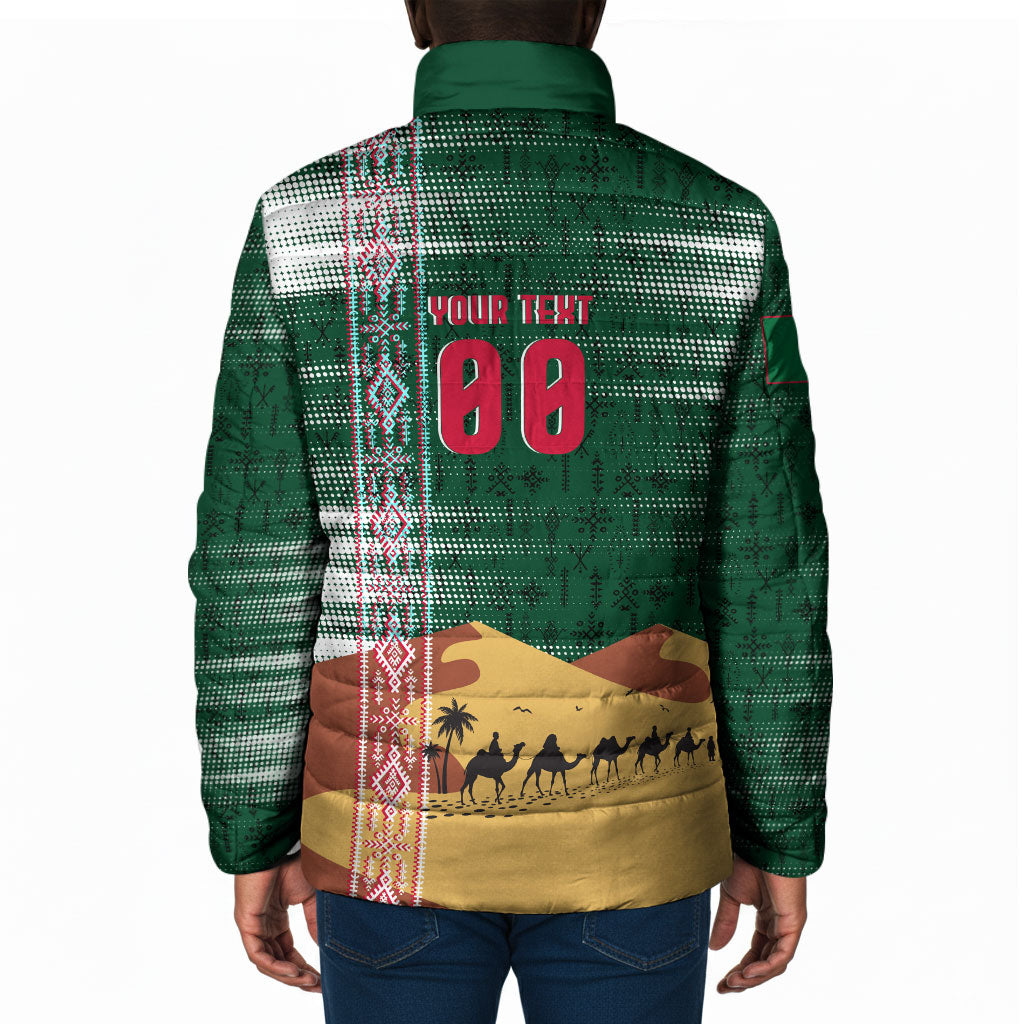 Personalized Algeria Champions Football 2026 Padded Jacket Fennec Fox Victory Mascot - Traditional Berber Pattern