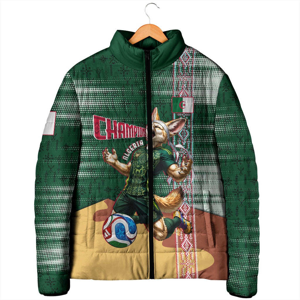 Personalized Algeria Champions Football 2026 Padded Jacket Fennec Fox Victory Mascot - Traditional Berber Pattern