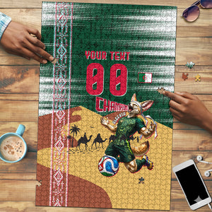 Personalized Algeria Champions Football 2026 Puzzle Fennec Fox Victory Mascot - Traditional Berber Pattern