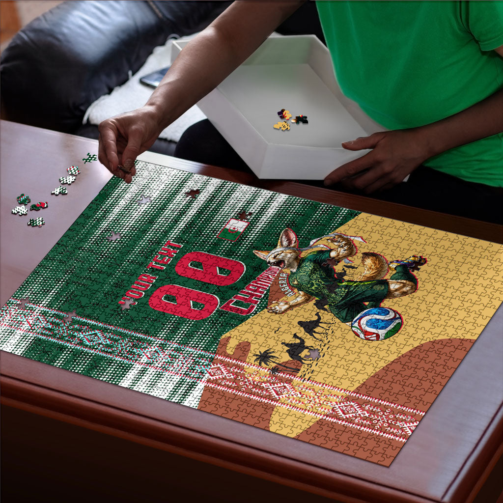 Personalized Algeria Champions Football 2026 Puzzle Fennec Fox Victory Mascot - Traditional Berber Pattern