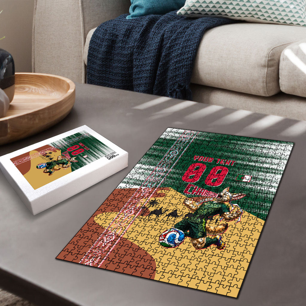 Personalized Algeria Champions Football 2026 Puzzle Fennec Fox Victory Mascot - Traditional Berber Pattern
