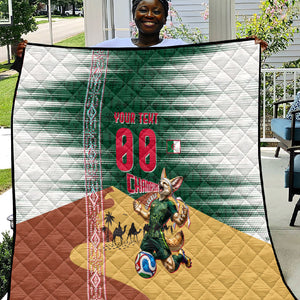 Personalized Algeria Champions Football 2026 Quilt Fennec Fox Victory Mascot - Traditional Berber Pattern
