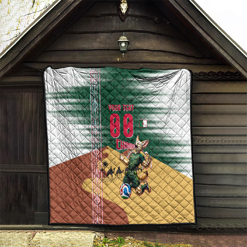 Personalized Algeria Champions Football 2026 Quilt Fennec Fox Victory Mascot - Traditional Berber Pattern