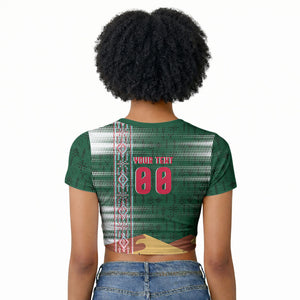 Personalized Algeria Champions Football 2026 Raglan Cropped T shirt Fennec Fox Victory Mascot - Traditional Berber Pattern