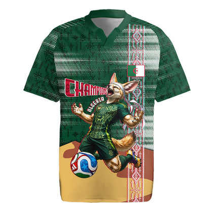 Personalized Algeria Champions Football 2026 Rugby Jersey Fennec Fox Victory Mascot - Traditional Berber Pattern
