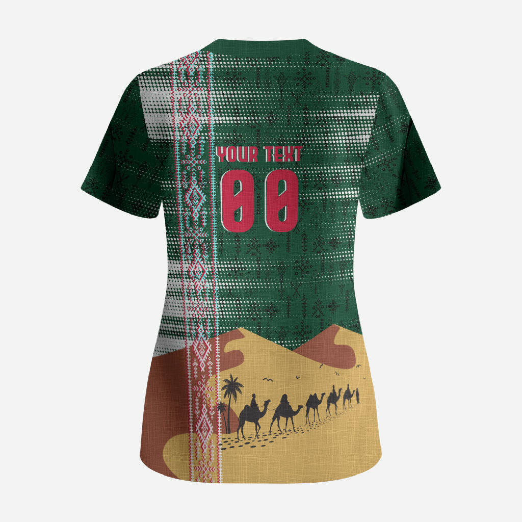 Personalized Algeria Champions Football 2026 Scrub Top Fennec Fox Victory Mascot - Traditional Berber Pattern
