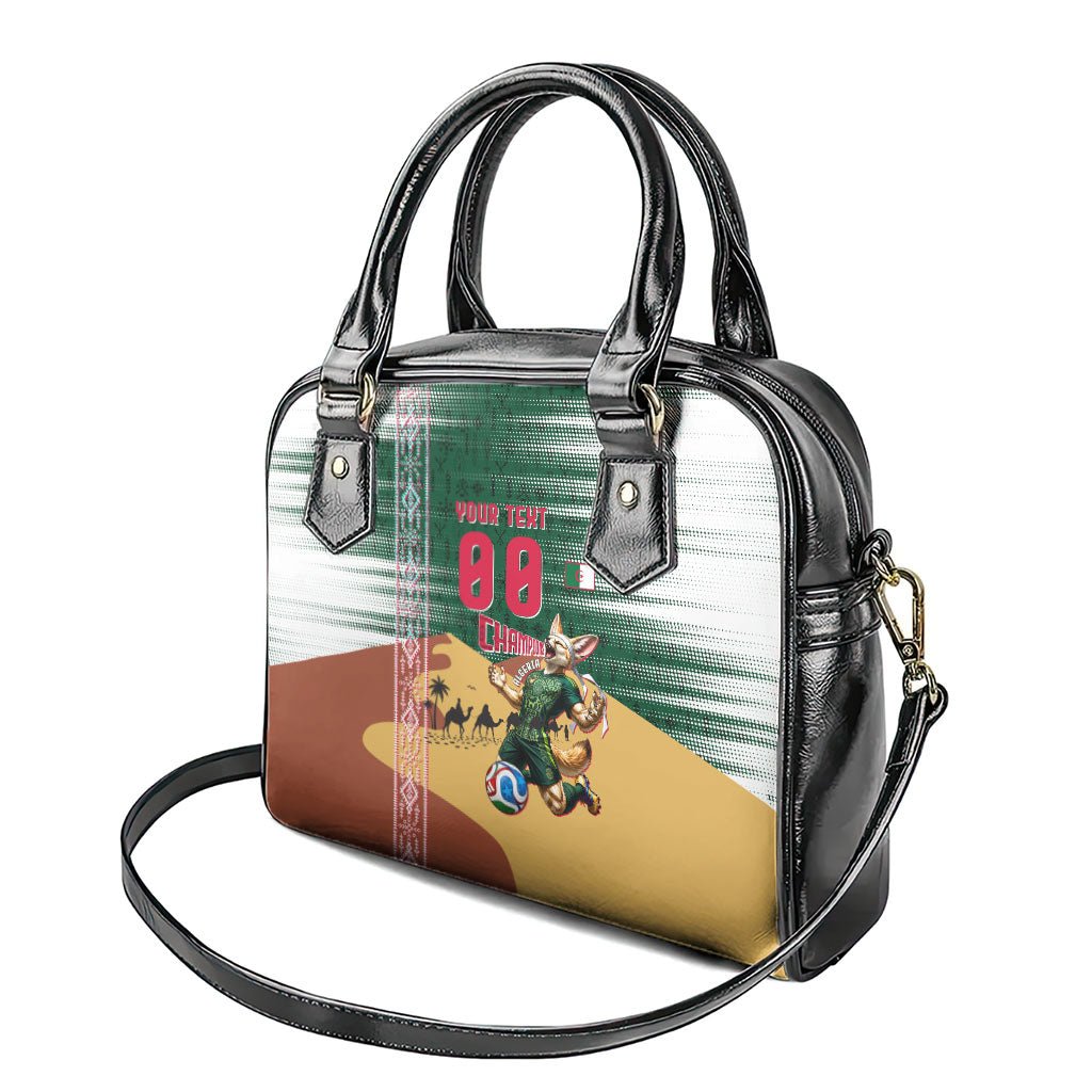 Personalized Algeria Champions Football 2026 Shoulder Handbag Fennec Fox Victory Mascot - Traditional Berber Pattern