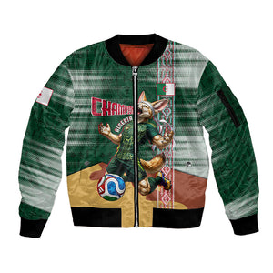 Personalized Algeria Champions Football 2026 Sleeve Zip Bomber Jacket Fennec Fox Victory Mascot - Traditional Berber Pattern