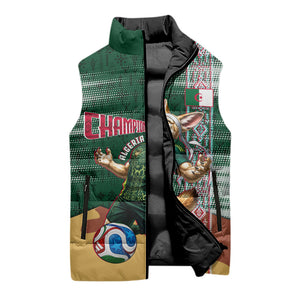 Personalized Algeria Champions Football 2026 Sleeveless Puffer Jacket Fennec Fox Victory Mascot - Traditional Berber Pattern