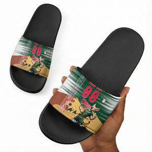 Personalized Algeria Champions Football 2026 Slide Sandals Fennec Fox Victory Mascot - Traditional Berber Pattern