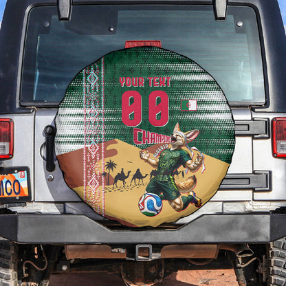 Personalized Algeria Champions Football 2026 Spare Tire Cover Fennec Fox Victory Mascot - Traditional Berber Pattern