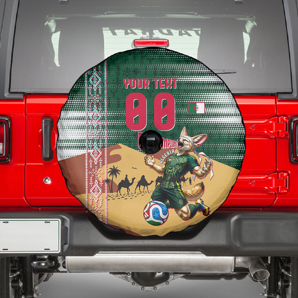 Personalized Algeria Champions Football 2026 Spare Tire Cover Fennec Fox Victory Mascot - Traditional Berber Pattern