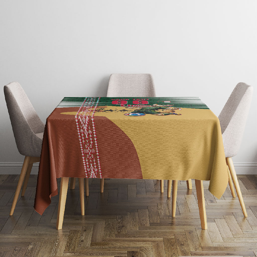 Personalized Algeria Champions Football 2026 Tablecloth Fennec Fox Victory Mascot - Traditional Berber Pattern