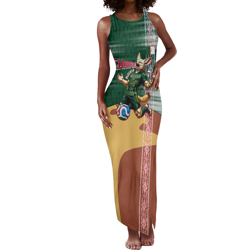 Personalized Algeria Champions Football 2026 Tank Maxi Dress Fennec Fox Victory Mascot - Traditional Berber Pattern