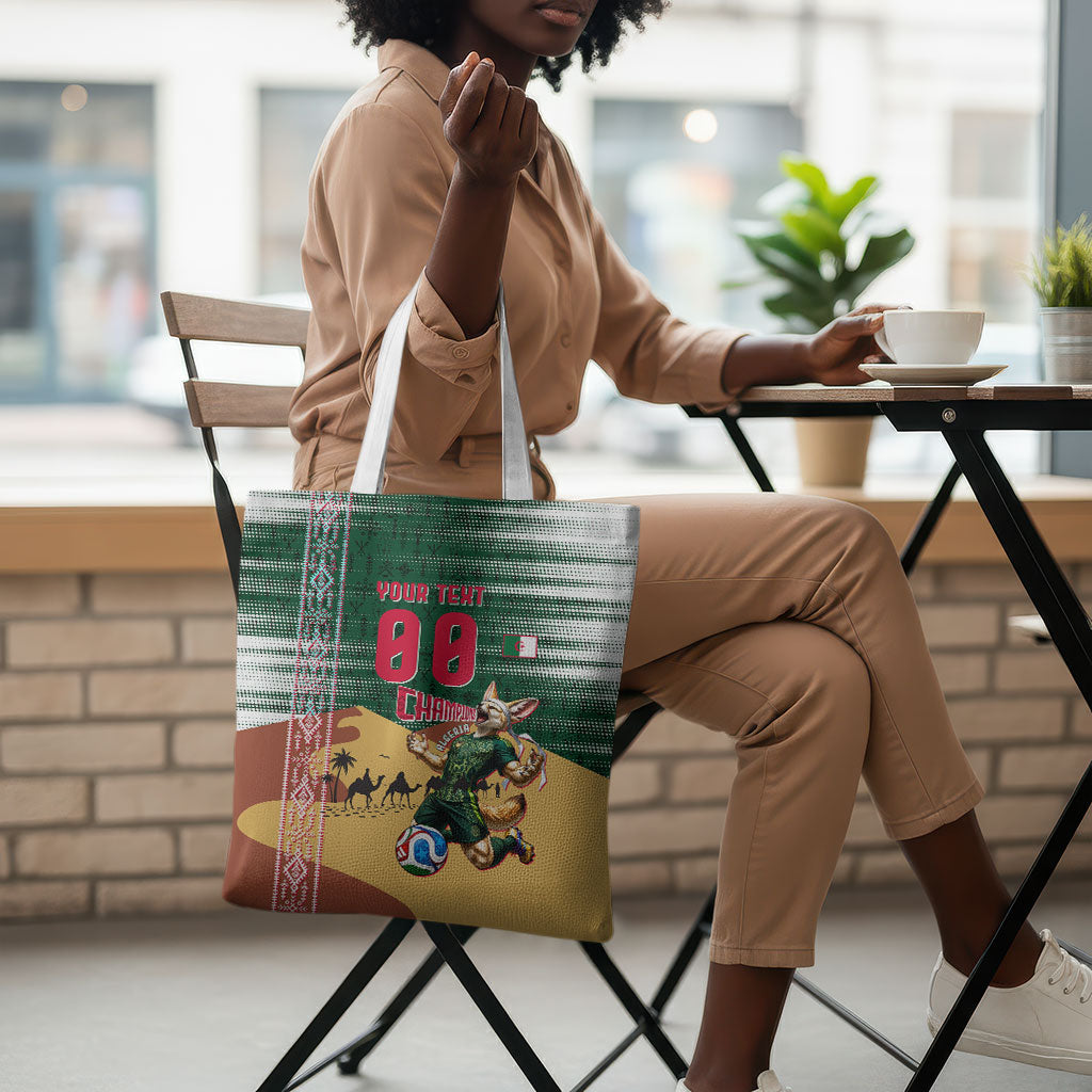 Personalized Algeria Champions Football 2026 Tote Bag Fennec Fox Victory Mascot - Traditional Berber Pattern