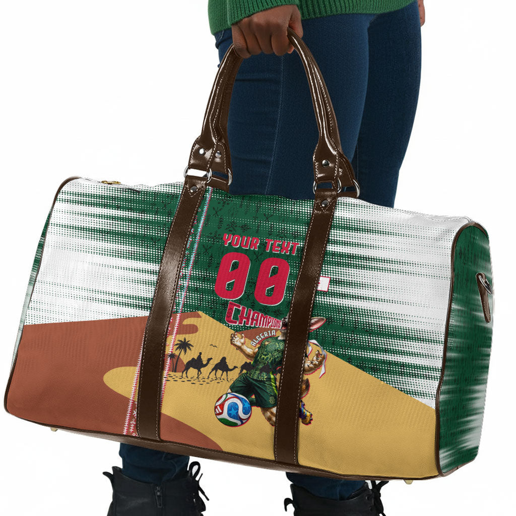 Personalized Algeria Champions Football 2026 Travel Bag Fennec Fox Victory Mascot - Traditional Berber Pattern