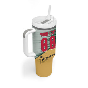 Personalized Algeria Champions Football 2026 Tumbler With Handle Fennec Fox Victory Mascot - Traditional Berber Pattern