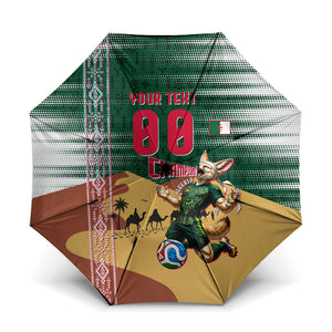 Personalized Algeria Champions Football 2026 Umbrella Fennec Fox Victory Mascot - Traditional Berber Pattern