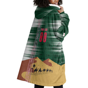 Personalized Algeria Champions Football 2026 Wearable Blanket Hoodie Fennec Fox Victory Mascot - Traditional Berber Pattern