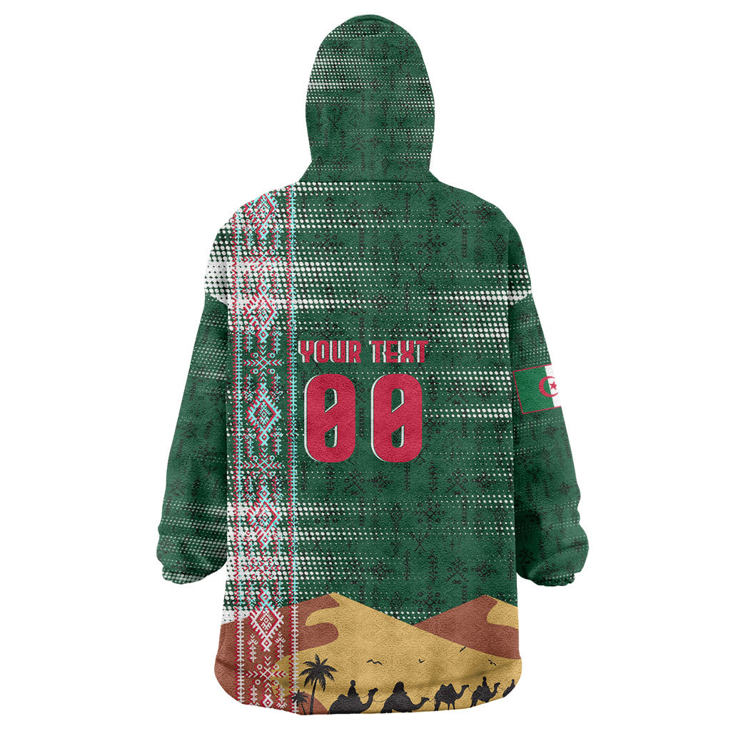 Personalized Algeria Champions Football 2026 Wearable Blanket Hoodie Fennec Fox Victory Mascot - Traditional Berber Pattern