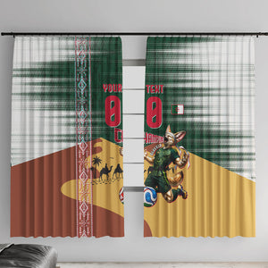 Personalized Algeria Champions Football 2026 Window Curtain Fennec Fox Victory Mascot - Traditional Berber Pattern