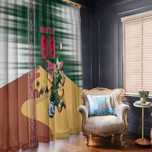 Personalized Algeria Champions Football 2026 Window Curtain Fennec Fox Victory Mascot - Traditional Berber Pattern