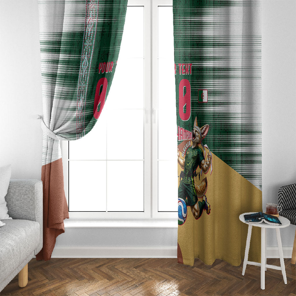 Personalized Algeria Champions Football 2026 Window Curtain Fennec Fox Victory Mascot - Traditional Berber Pattern