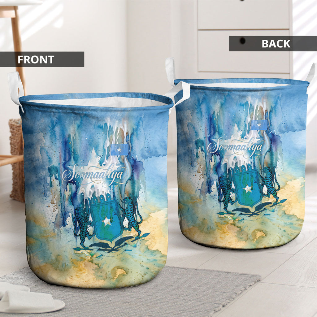 Somalia Liberation Unity Laundry Basket Soomaaliya Script Peace Dove Watercolor