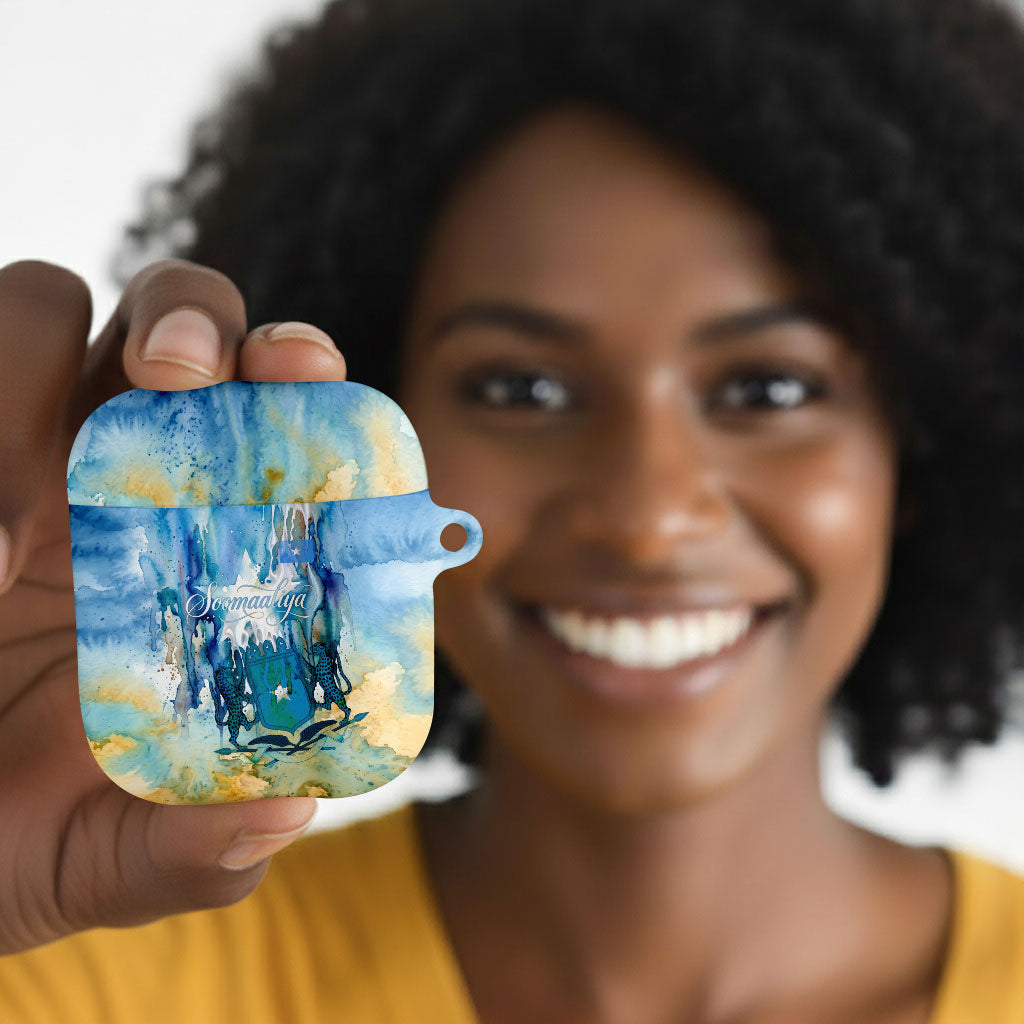 Somalia Liberation Unity AirPods Case Soomaaliya Script Peace Dove Watercolor