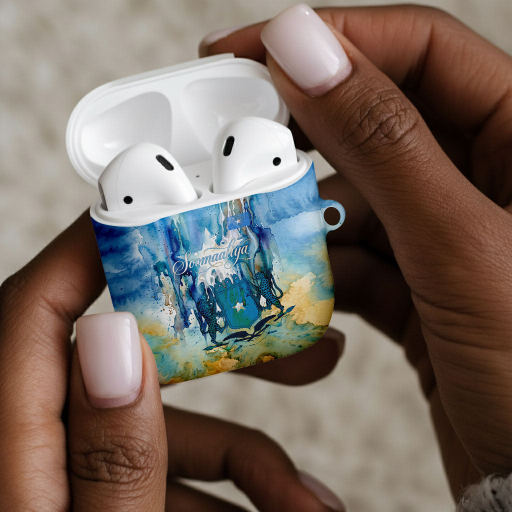 Somalia Liberation Unity AirPods Case Soomaaliya Script Peace Dove Watercolor