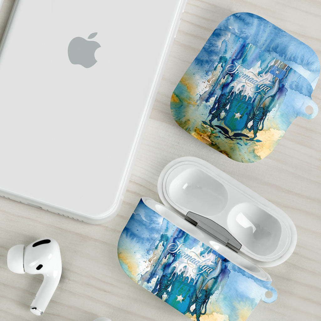 Somalia Liberation Unity AirPods Case Soomaaliya Script Peace Dove Watercolor