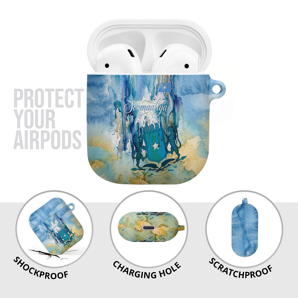 Somalia Liberation Unity AirPods Case Soomaaliya Script Peace Dove Watercolor
