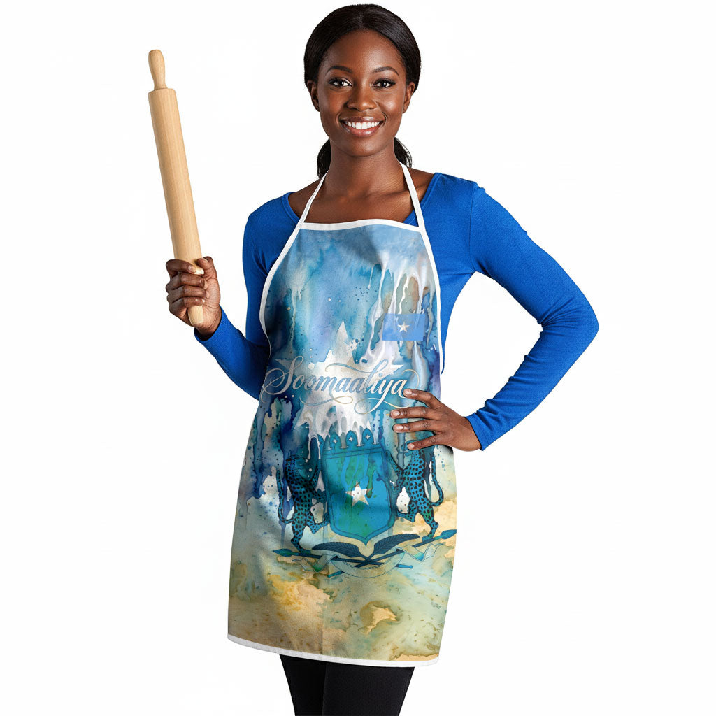 Somalia Liberation Unity Apron Soomaaliya Script Peace Dove Watercolor