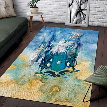 Somalia Liberation Unity Area Rug Soomaaliya Script Peace Dove Watercolor