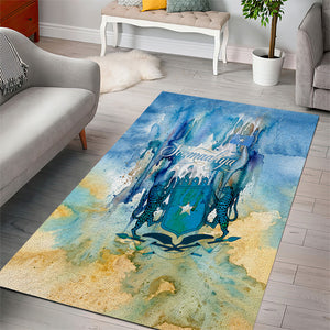 Somalia Liberation Unity Area Rug Soomaaliya Script Peace Dove Watercolor