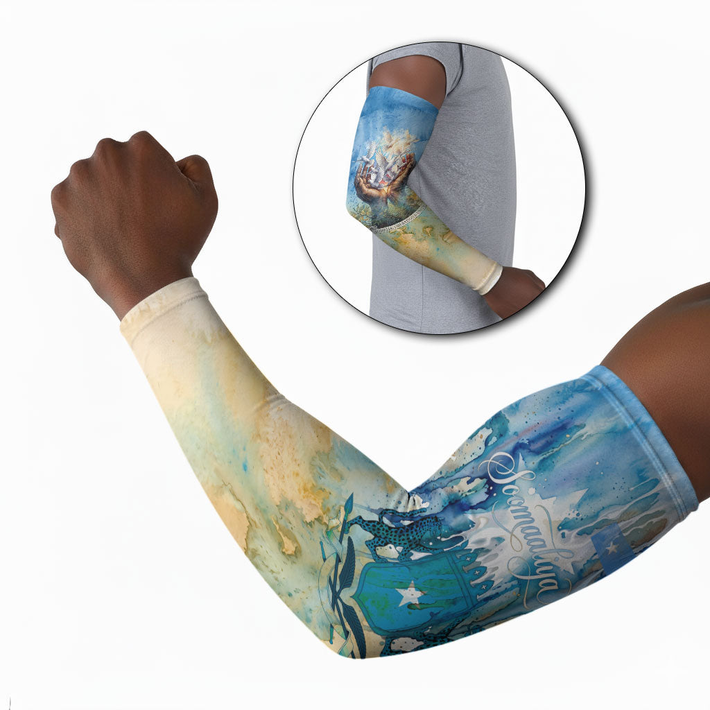 Somalia Liberation Unity Arm Sleeves Soomaaliya Script Peace Dove Watercolor