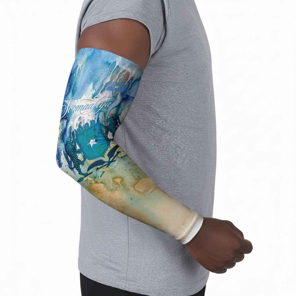 Somalia Liberation Unity Arm Sleeves Soomaaliya Script Peace Dove Watercolor