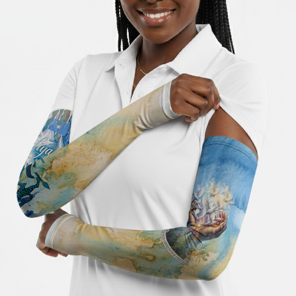 Somalia Liberation Unity Arm Sleeves Soomaaliya Script Peace Dove Watercolor