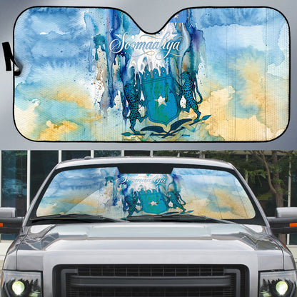 Somalia Liberation Unity Auto Sun Shade Soomaaliya Script Peace Dove Watercolor